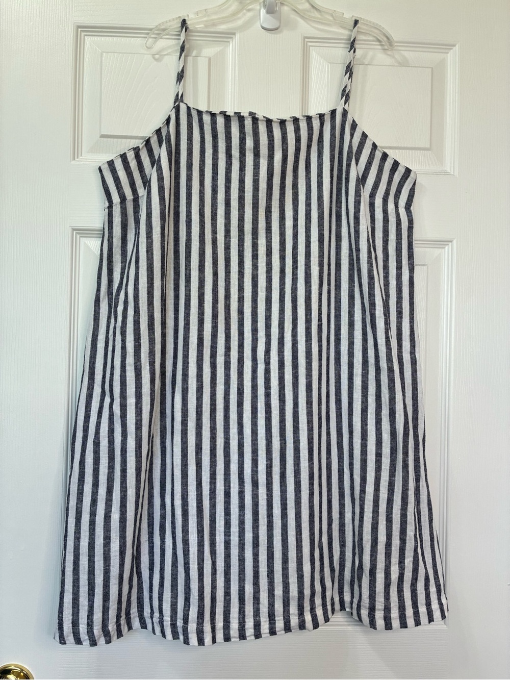 A New Day Striped Dress Womens Xl NEW Linen Blend Square Neck Beachy Coastal